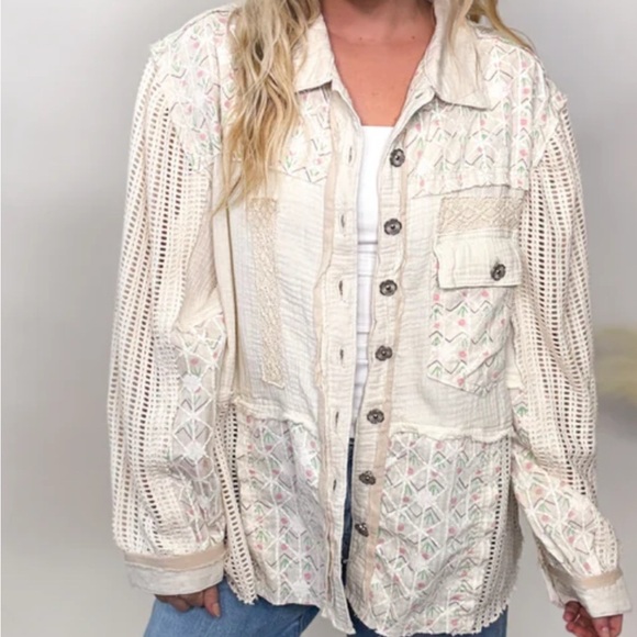 POL Cream /Floral Button-Up Lace Jacket - Picture 2 of 4